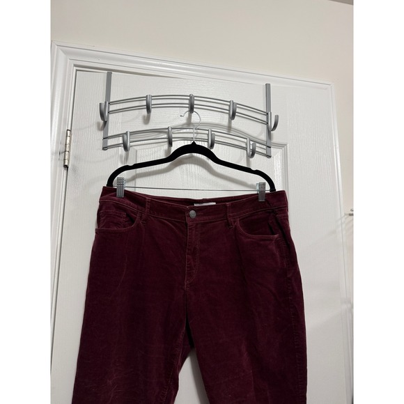 LOFT Curvy Skinny Corduroy Pants Burgundy Wine Size 14 32 High Rise classic - Picture 15 of 16